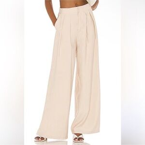 House of Harlow Beige Satin Wide Leg Trousers